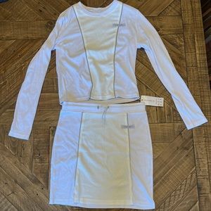 NWT Womens Tennis Outfit White LuFeng “My Baby Made It” Comfortable Life Size M